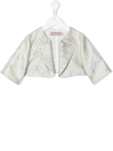  La Stupenderia Magda Floral Jacquard Cropped Jacket - Neutrals 