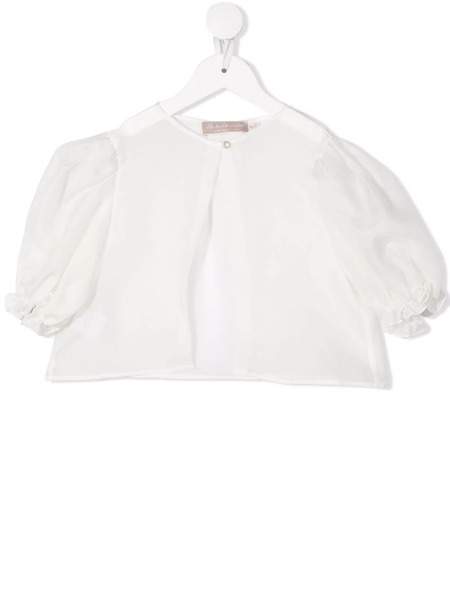  La Stupenderia Puff-sleeve Cropped Blouse - Neutrals 