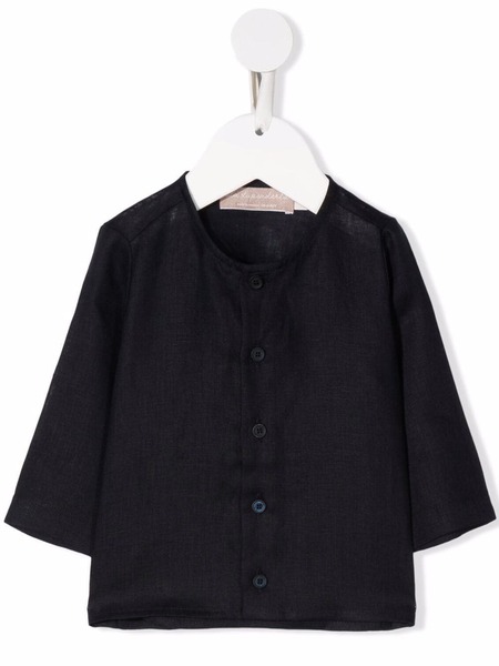  La Stupenderia Round-neck Linen Jacket - Blue 