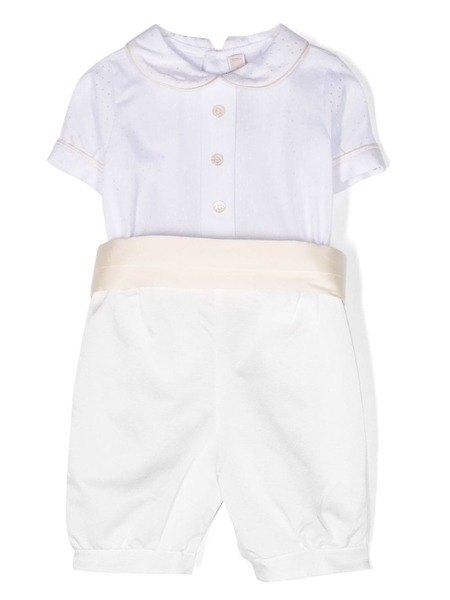  La Stupenderia Rounded-collar Cotton Romper - White 