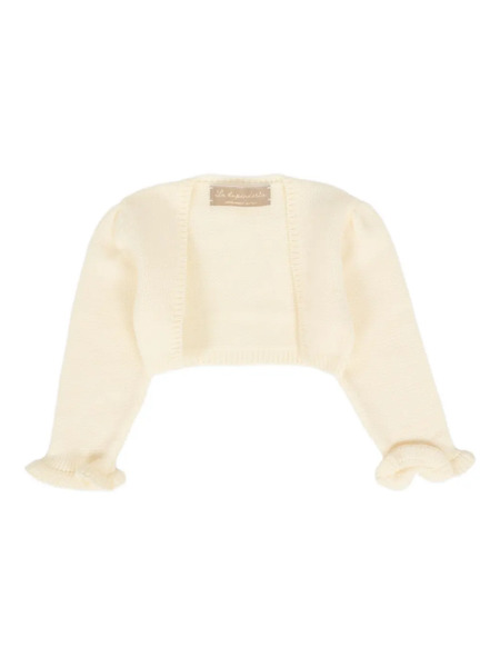  La Stupenderia Ruffled Merino Wool Cardigan - Neutrals 