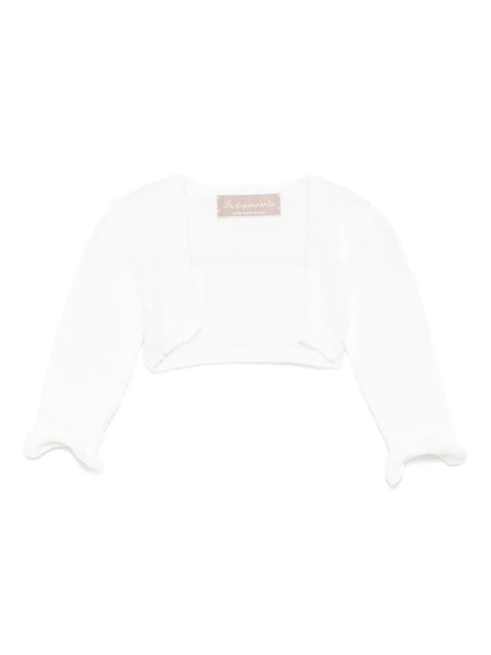  La Stupenderia Ruffled-sleeve Wool Top - White 