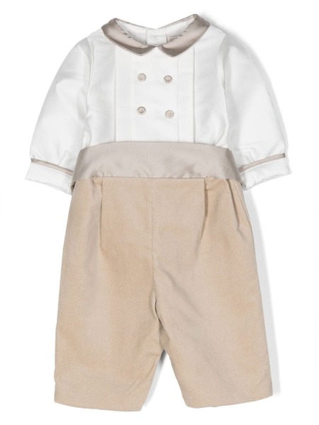 La Stupenderia Satin-trim Double-button Romper - Neutrals 