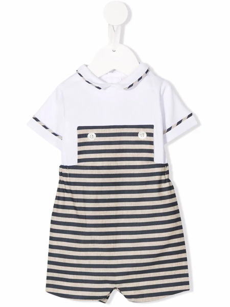  La Stupenderia Short-sleeve Striped Romper - White 