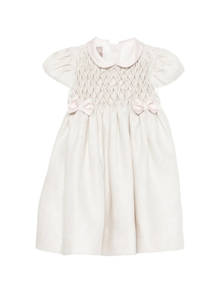  La Stupenderia Smocked Bow Dress - Neutrals 