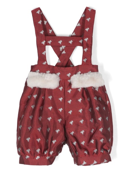  La Stupenderia Teddy Bear-print Overall Shorts - Red 