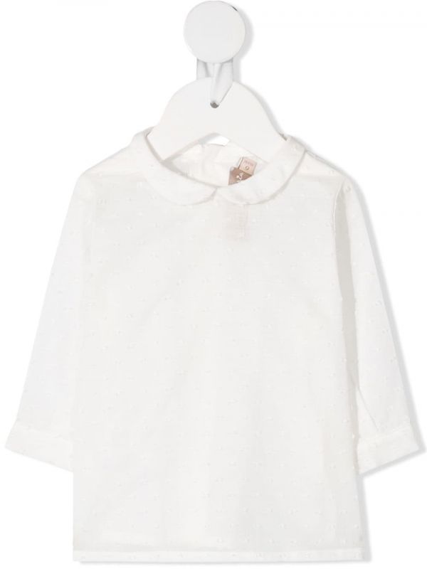  La Stupenderia Textured Spot Blouse - White 