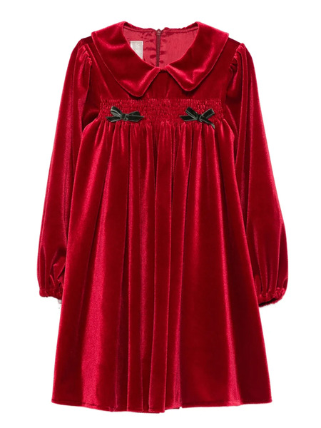  La Stupenderia Velvet Flat Collar Dress - Red 