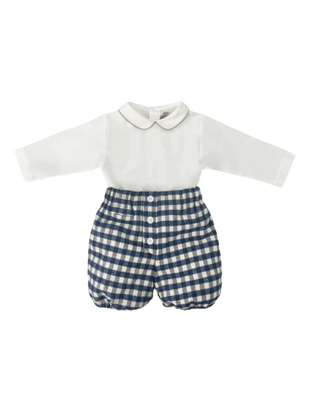  La Stupenderia Vichy-pattern Babygrow Set - White 