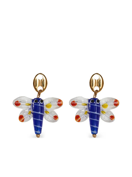  Labelled Jewellery Dragonfly Glass Earrings - Gold 