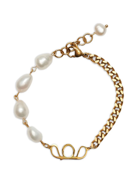  Labelled Jewellery Pearl Chain Bracelet - Gold 