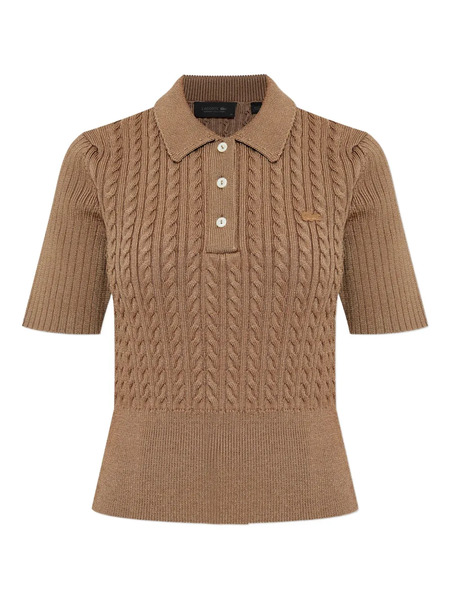 Lacoste Cable-knit Polo Shirt - Brown 