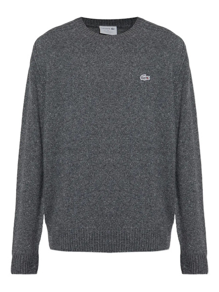  Lacoste Crocodile-embroidered Wool Sweater - Grey 