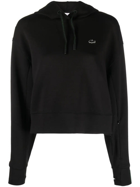  Lacoste Embroidered-logo Thumb-slot Hoodie - Black 