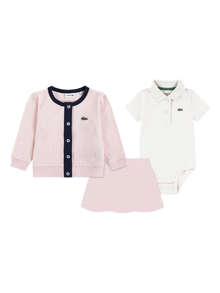  Lacoste Kids Button Ribbed Skirt Set - Pink 