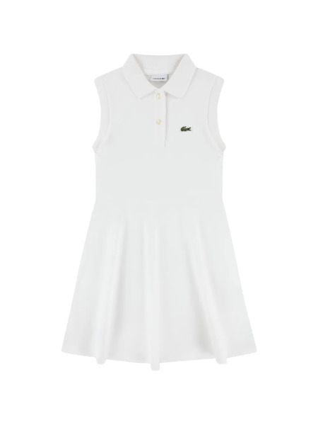  Lacoste Kids Collared Logo Dress - White 