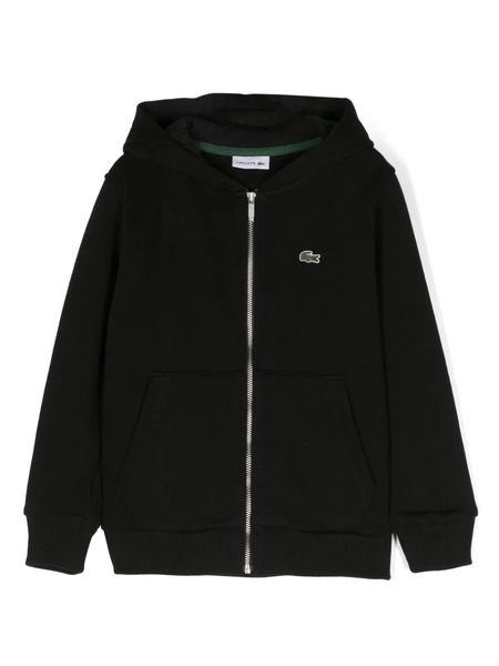  Lacoste Kids Crocodile-patch Zip-up Hoodie - Black 