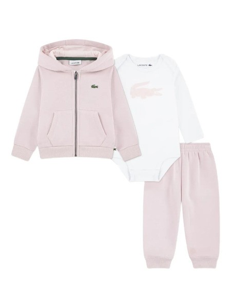  Lacoste Kids Logo Hooded Tracksuit Set - Pink 