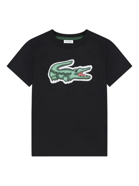  Lacoste Kids Logo-patch Crewneck T-shirt - Black 