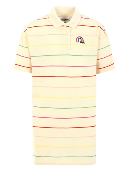  Lacoste Kids Rainbow-striped Polo Dress - Neutrals 