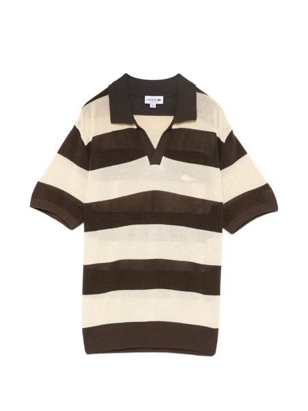  Lacoste Knit Stripe Polo - Brown 