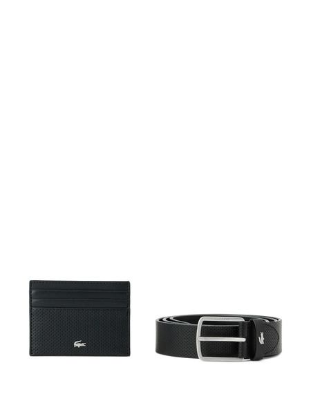  Lacoste Leather Belt And Cardholder Set - Black 