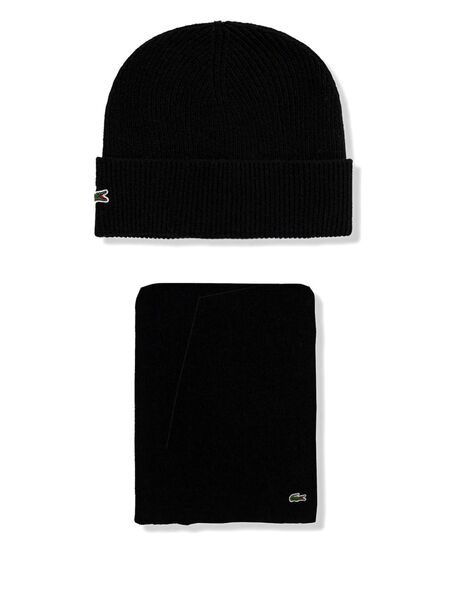 Lacoste Logo-appliqué Beanie (set Of Two) - Black 