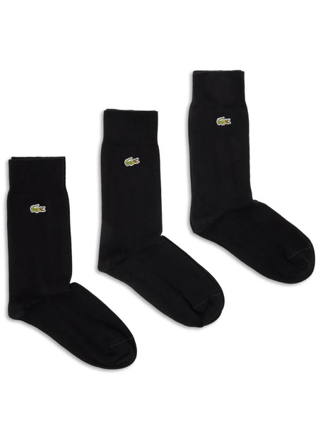  Lacoste Logo-embroidered Socks (set Of Three) - Black 