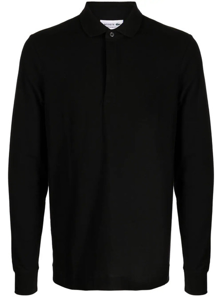  Lacoste Logo-patch Long-sleeve Polo Shirt - Black 