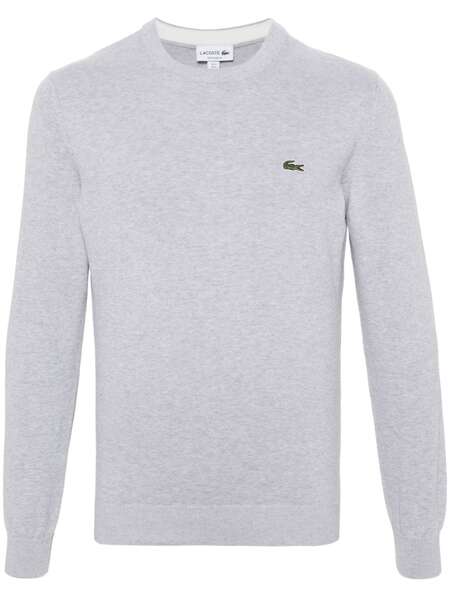  Lacoste Mélange-effect Cotton Jumper - Grey 