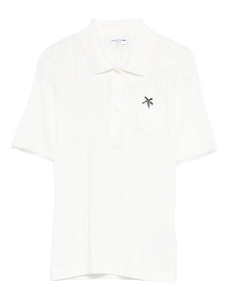  Lacoste Openwork Chest-pocket Polo Top - White 