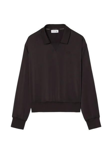  Lacoste Relaxed-fit Satin Polo Top - Brown 