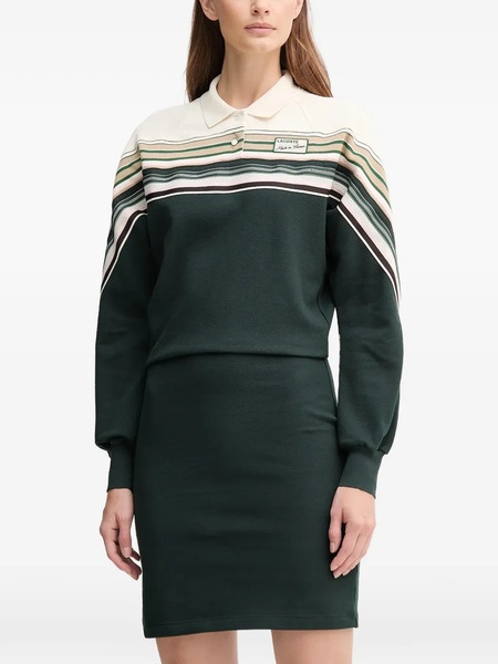  Lacoste Striped Collared Midi Dress - Green 