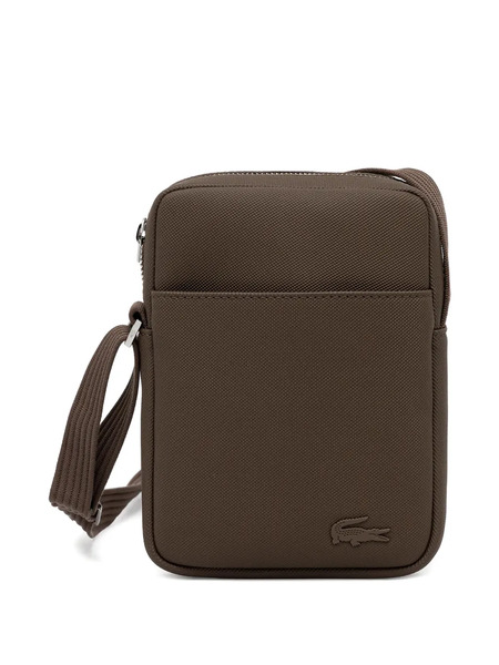  Lacoste Textured Logo Cross Body Bag - Brown 
