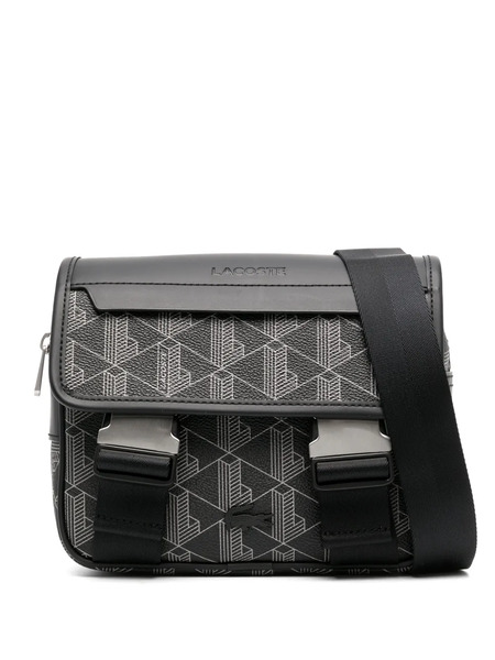  Lacoste The Blend Monogram-pattern Messenger Bag - Black 
