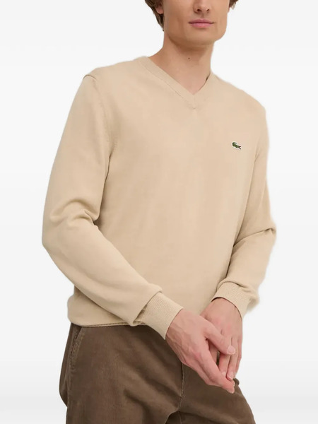 Lacoste V-neck Appliqué Sweater - Neutrals 