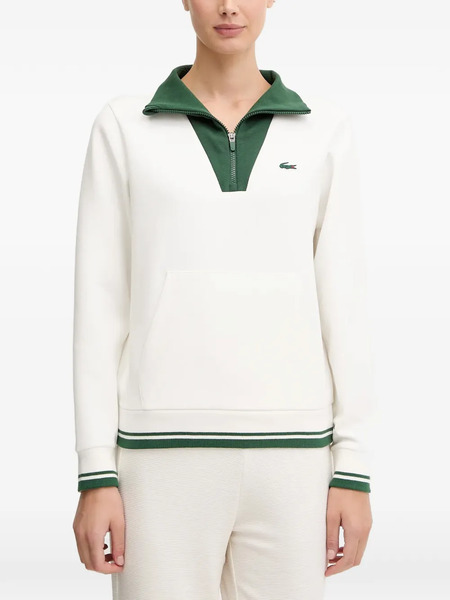  Lacoste Zip Mock-neck Sweater - White 