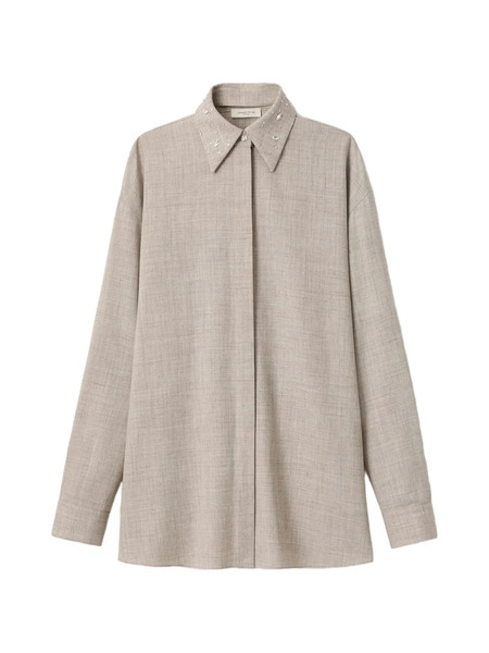  Lafayette 148 Crystal-collar Shirt - Neutrals 