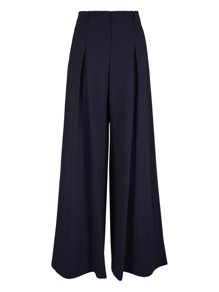  Lafayette 148 Doubleface Wool Pallazo Pants - Blue 