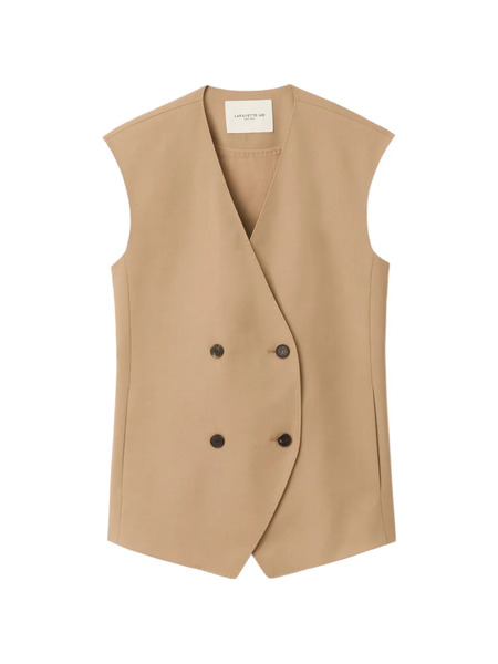  Lafayette 148 Tropical Double-breasted Vest - Brown 