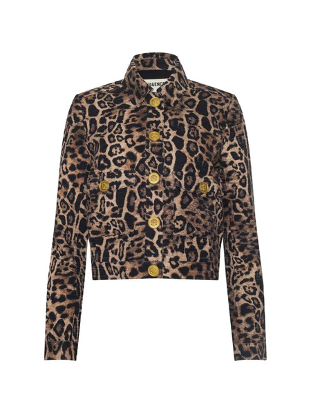  L'agence Animal-print Button Jacket - Brown 