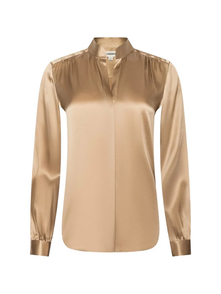  L'agence Bianca Band-collar Blouse - Neutrals 