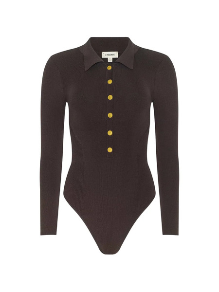  L'agence Buttoned Polo Top - Brown 