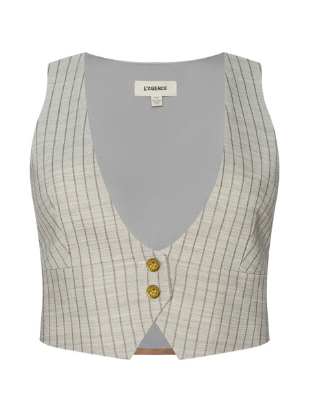  L'agence Devony Pinstripe Waistcoat - Neutrals 