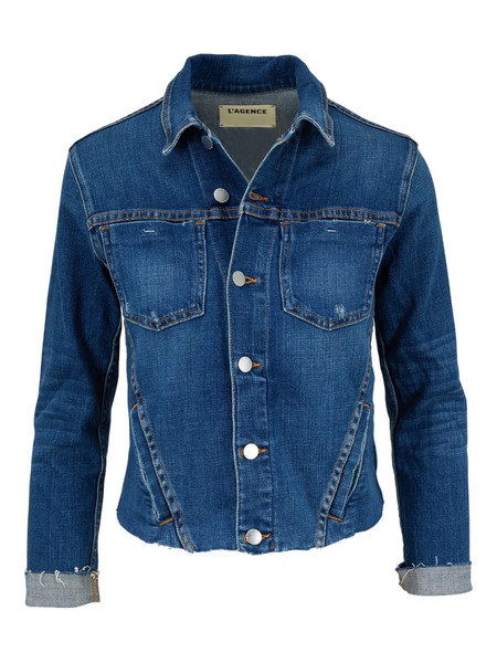  L'agence Distressed Denim Jacket - Blue 
