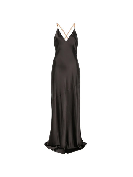  L'agence Saint Chain-strap V-neck Gown - Brown 