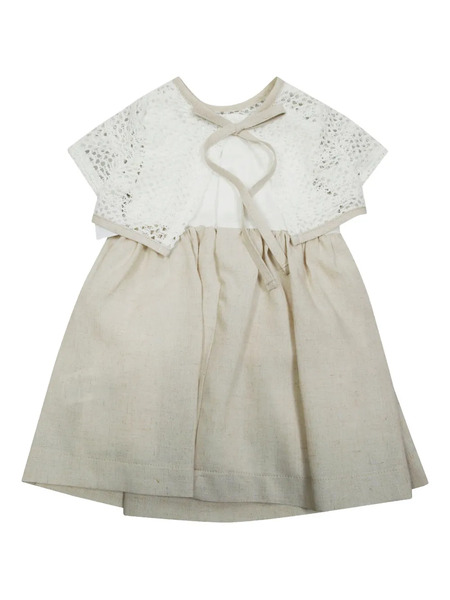  Lalalu Flower-appliqué Dress - Neutrals 