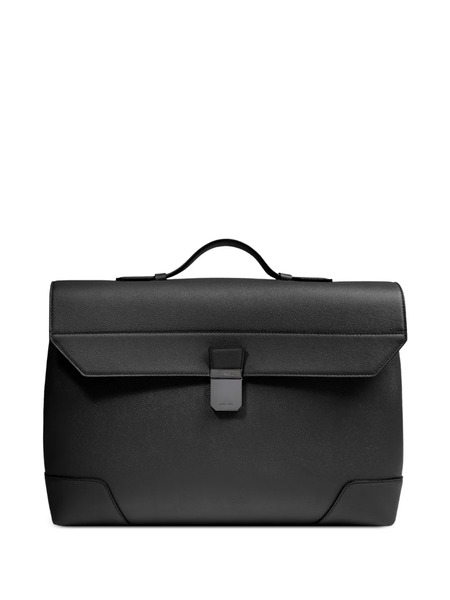  Lancel Charlie Flap Textured Briefcase - Black 