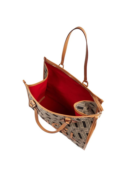  Lancel Large Monogram Leather-trimmed Tote Bag - Neutrals 