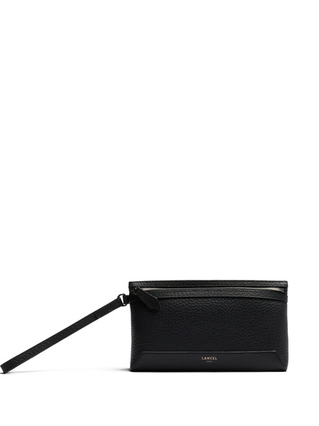  Lancel Milo Zip Grained Leather Clutch Bag - Black 